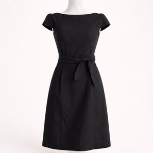 St. John Sport Black Cap Sleeve Belted Dress Made USA S